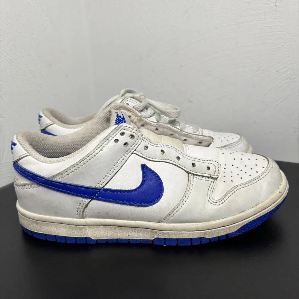 *Nike DUNK Low White Royal Blue Kids Shoes GS 5Y/6.5 Women's DH9765-105 Sneakers